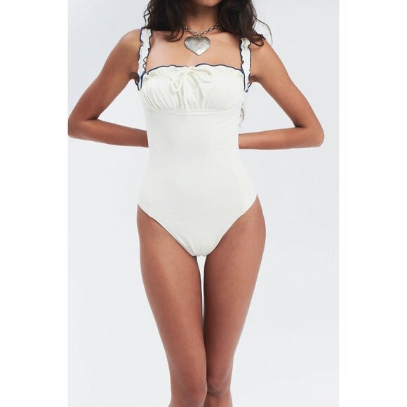 Frankies Bikinis Fawn Ruffle One Piece Swimsuit Honeymoon Phase Womens Size XL - Picture 1 of 11